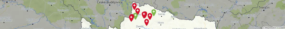 Kartenansicht für Apotheken-Notdienste in der Nähe von Heidenreichstein (Gmünd, Niederösterreich)